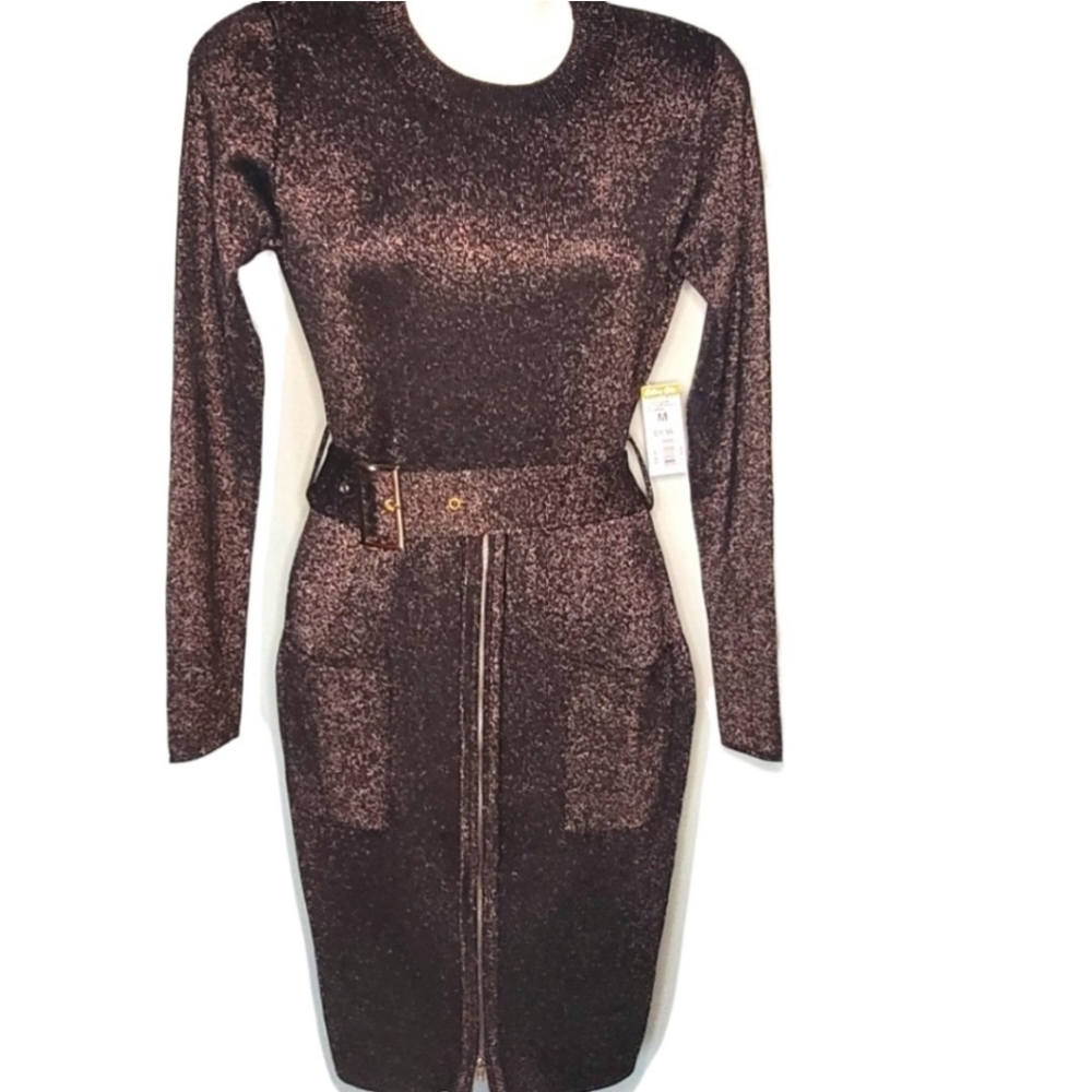 Shimmer Dress Knee Length Gold, Copper, Black Sz M
